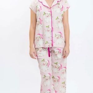 NWT - Medium - Jolly Santa Luxe Sateen Capri Pajama Set by Jaye's Studio